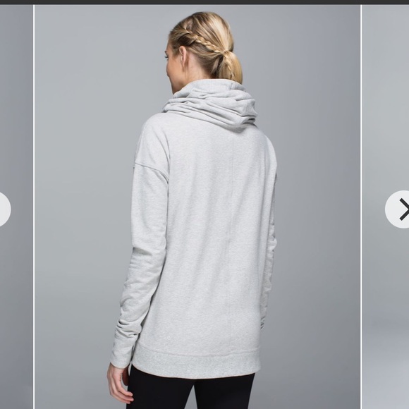 Lululemon stress less pullover hoodie scarf hood Heather grey size 4 - Picture 2 of 8